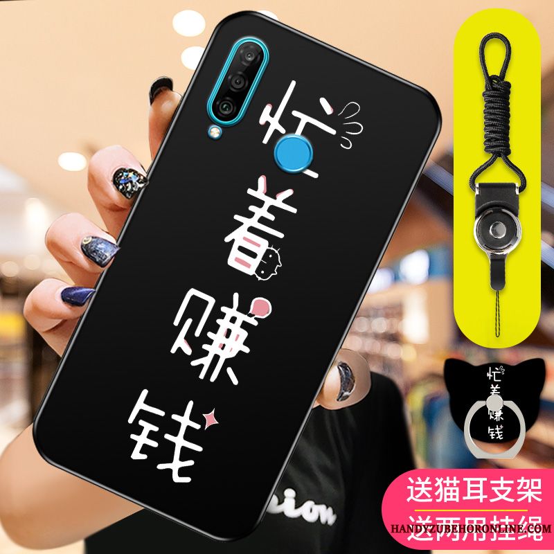 Skal Huawei P30 Lite Mjuk Telefon Nubuck, Fodral Huawei P30 Lite Kreativa Personlighet Hängande Nacke
