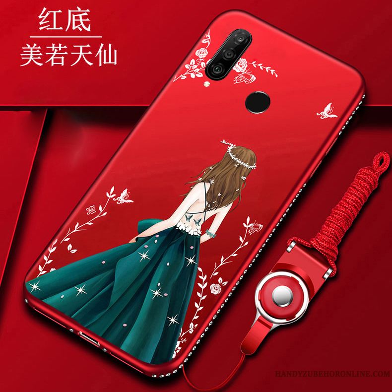 Skal Huawei P30 Lite Mode Hängsmycken Röd, Fodral Huawei P30 Lite Mjuk Telefon