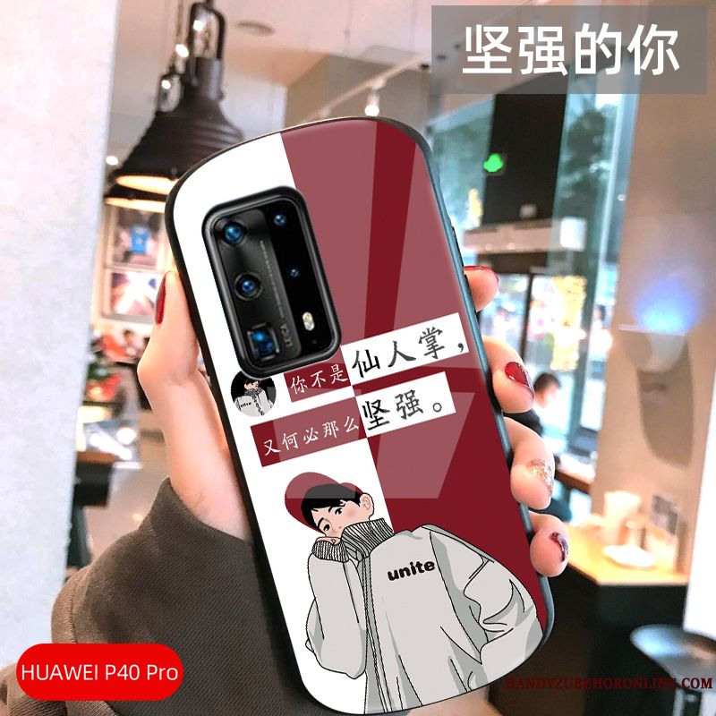 Skal Huawei P40 Pro Påsar Personlighet Glas, Fodral Huawei P40 Pro Skydd Båge Hård