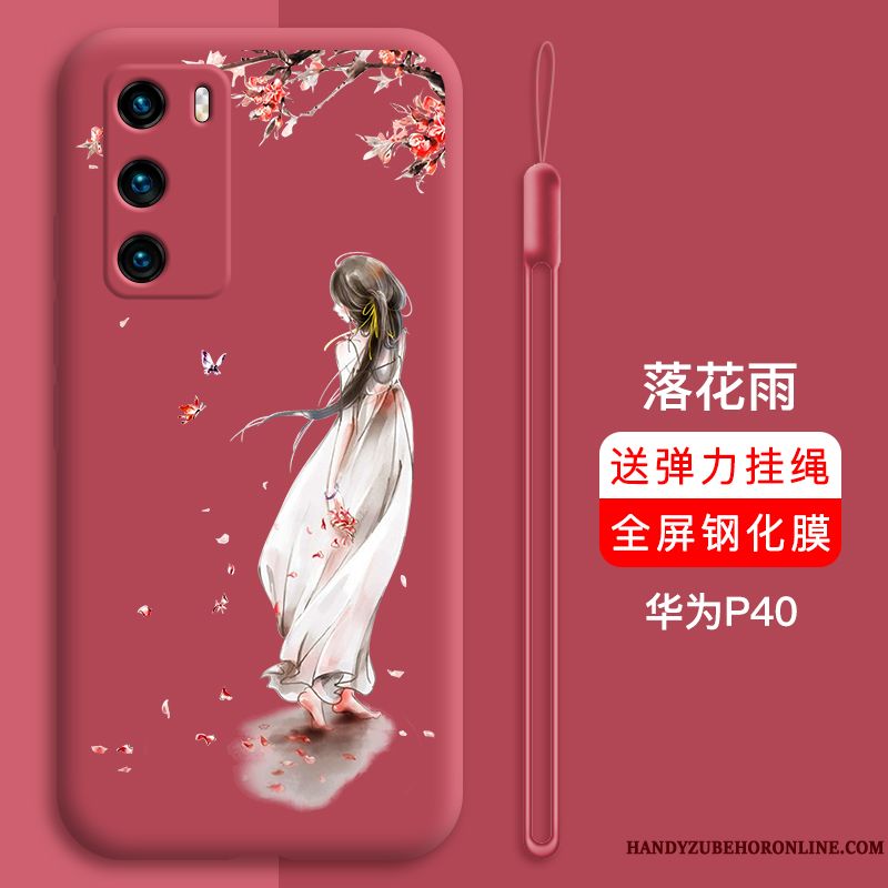 Skal Huawei P40 Skydd Trend Varumärke Vacker, Fodral Huawei P40 Tecknat Rödtelefon