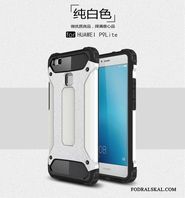 Skal Huawei P9 Lite Skydd Tre Försvar Silver, Fodral Huawei P9 Lite Metall Pratkvarn Fallskydd