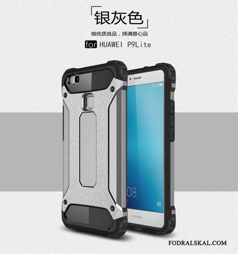 Skal Huawei P9 Lite Skydd Tre Försvar Silver, Fodral Huawei P9 Lite Metall Pratkvarn Fallskydd
