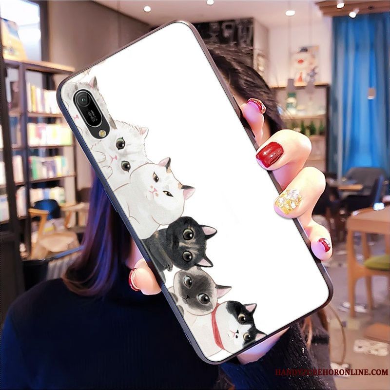Skal Huawei Y6 2019 Mjuk Pulvertelefon, Fodral Huawei Y6 2019 Tecknat Blommor