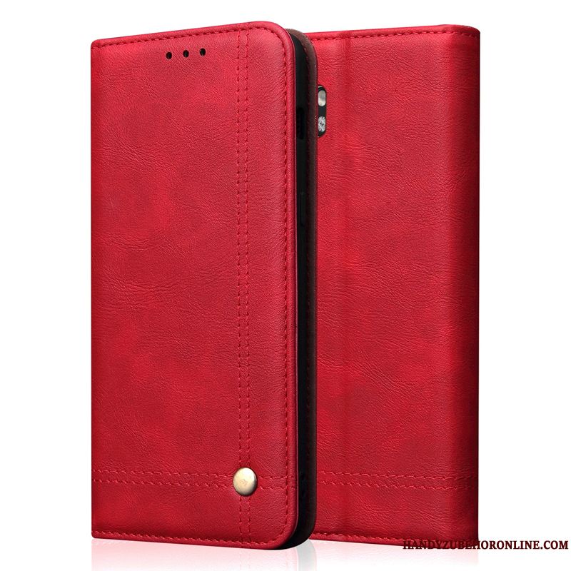 Skal Mi Note 10 Mode Businesstelefon, Fodral Mi Note 10 Läder Röd Fallskydd