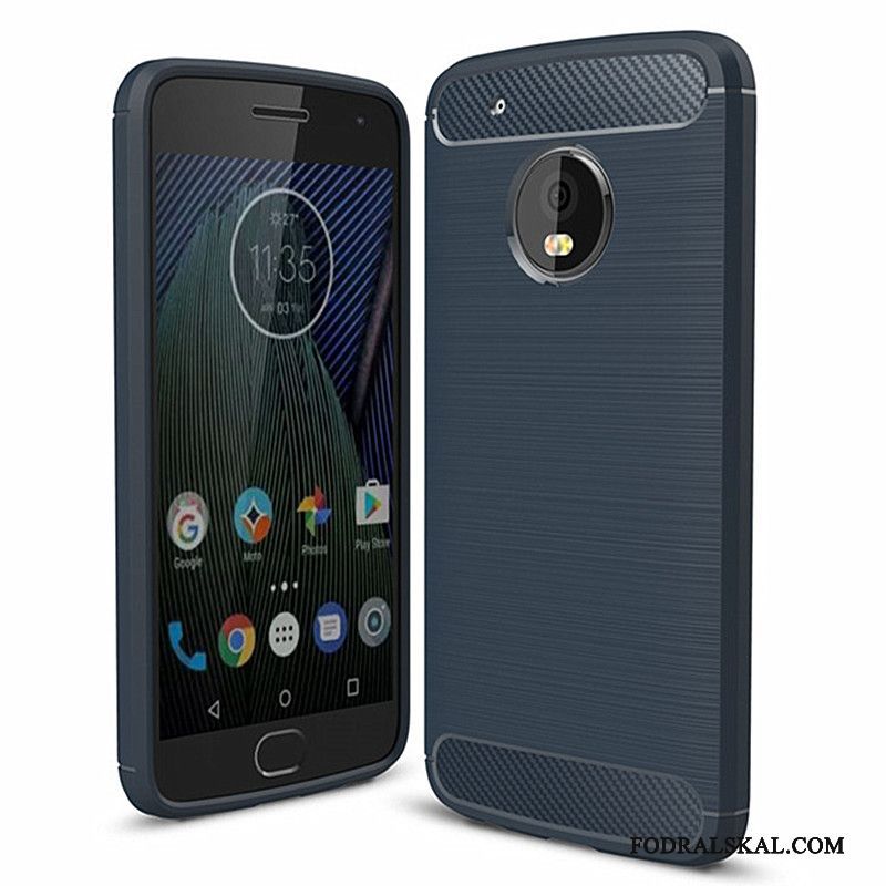 Skal Moto G5 Skydd Grön Kostfiber, Fodral Moto G5 Mjuk Telefon