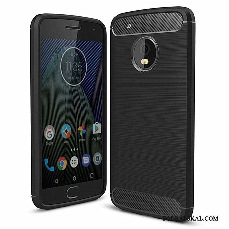 Skal Moto G5 Skydd Grön Kostfiber, Fodral Moto G5 Mjuk Telefon