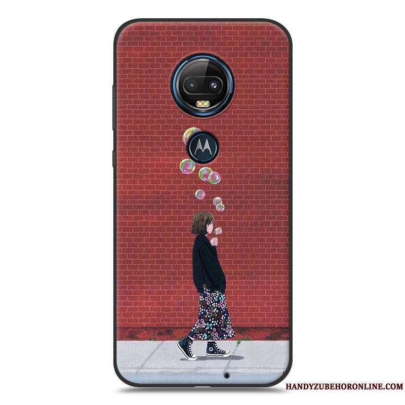 Skal Moto G7 Skydd Vindtelefon, Fodral Moto G7 Mjuk Net Red Personlighet
