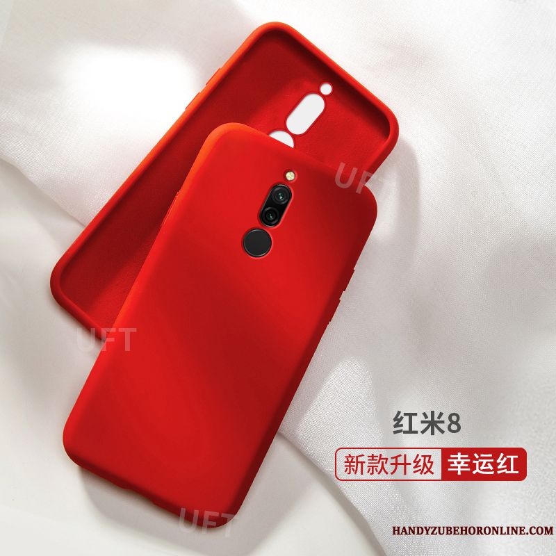 Skal Redmi 8 Skydd Blå Net Red, Fodral Redmi 8 Silikon Fallskyddtelefon