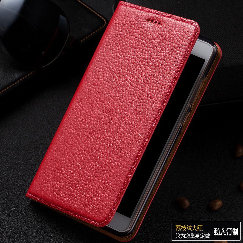 Skal Redmi Note 4x Läder Telefon Röd, Fodral Redmi Note 4x Skydd Fallskydd Liten