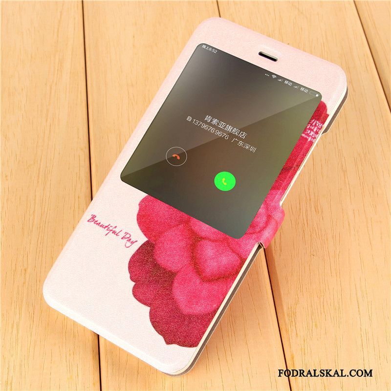 Skal Redmi Note 4x Tecknat Rosa Personlighet, Fodral Redmi Note 4x Läderfodral Rödtelefon