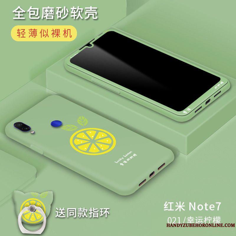 Skal Redmi Note 7 Mjuk Liten Nubuck, Fodral Redmi Note 7 Påsar Fallskydd Grön