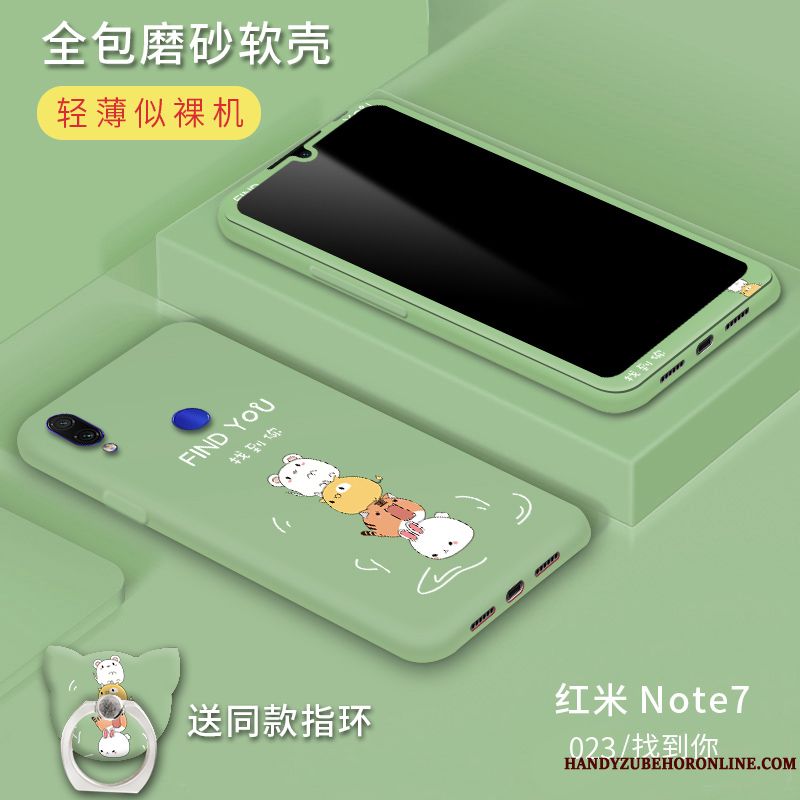 Skal Redmi Note 7 Mjuk Liten Nubuck, Fodral Redmi Note 7 Påsar Fallskydd Grön
