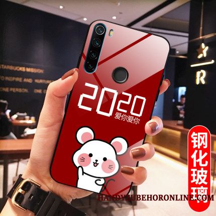 Skal Redmi Note 8t Mjuk Net Red Härdat Glas, Fodral Redmi Note 8t Skydd Röd Ny