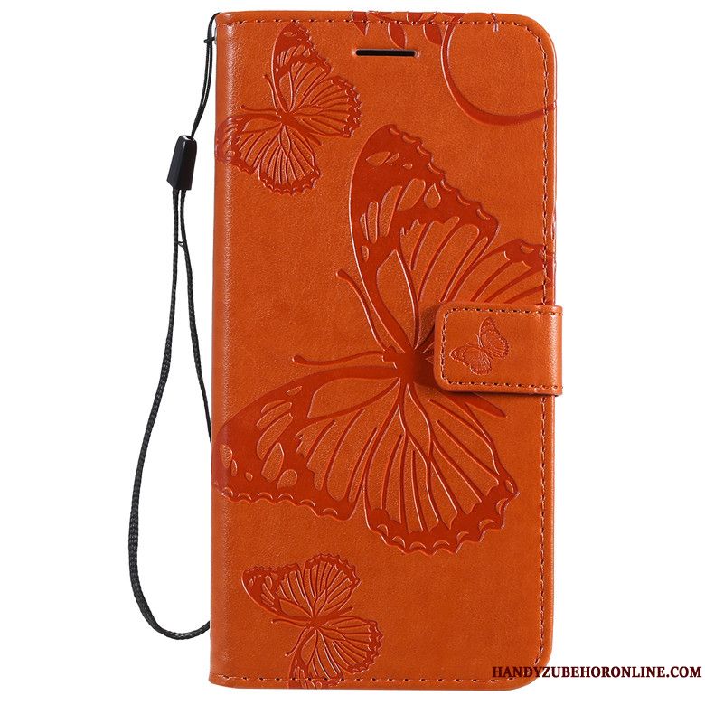 Skal Redmi Note 8t Mjuk Telefon Röd, Fodral Redmi Note 8t Läderfodral Fjärilblommor Fallskydd