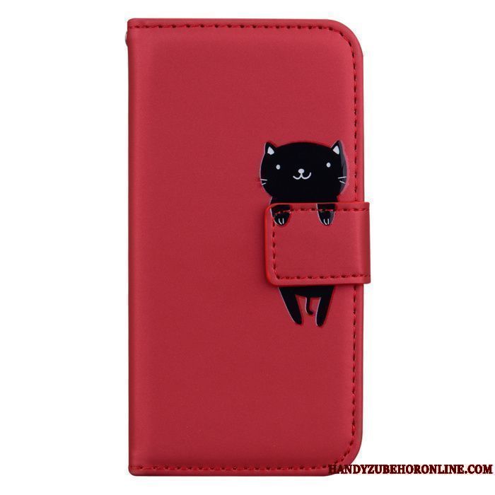 Skal Redmi Note 9 Pro Läderfodral Telefon Grå, Fodral Redmi Note 9 Pro Tecknat Röd Kort