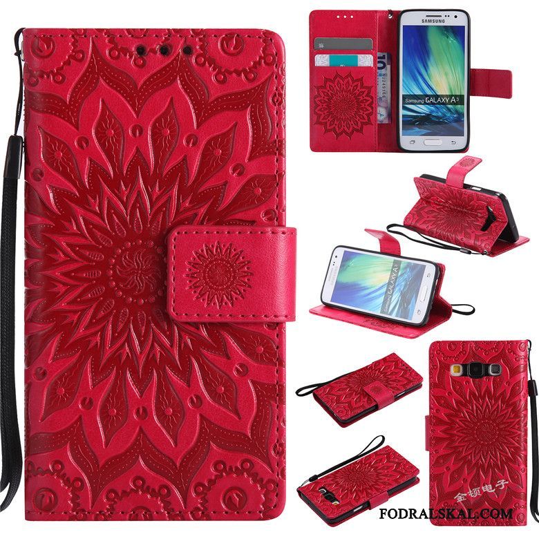 Skal Samsung Galaxy A3 2015 Skydd Rödtelefon, Fodral Samsung Galaxy A3 2015 Läderfodral Ny