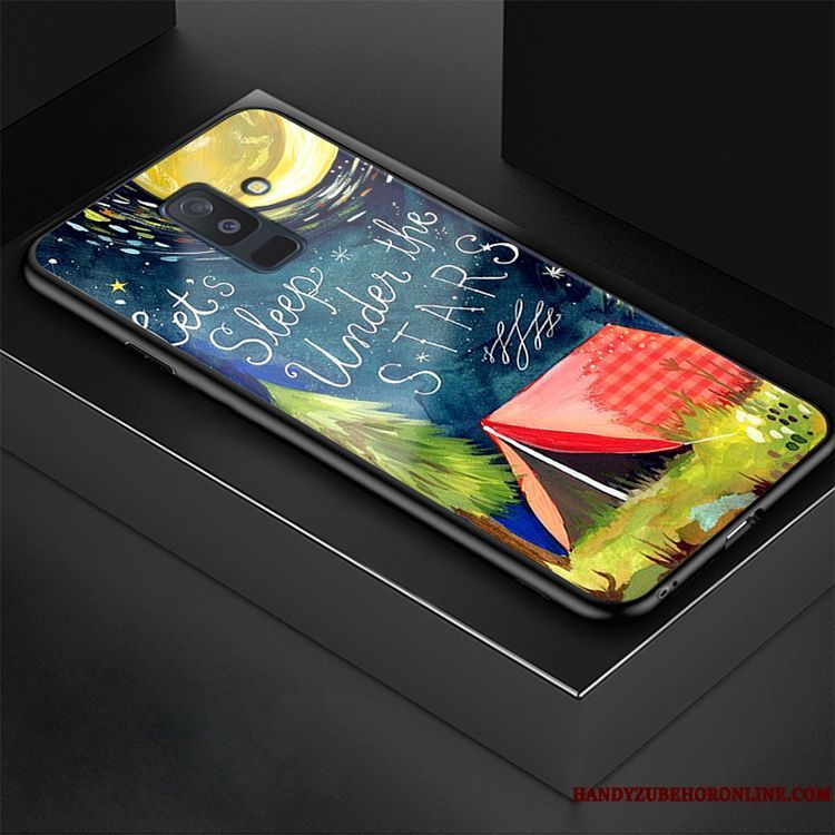 Skal Samsung Galaxy A6+ Tecknat Telefon Glas, Fodral Samsung Galaxy A6+ Skydd Fallskydd Trend