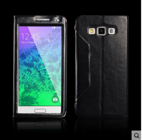 Skal Samsung Galaxy A7 2015 Läderfodral Svart Trend, Fodral Samsung Galaxy A7 2015 Skydd Fallskyddtelefon