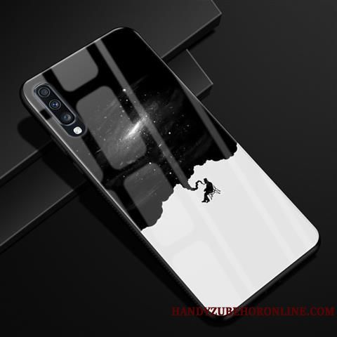 Skal Samsung Galaxy A70 Kreativa Mönster Blå, Fodral Samsung Galaxy A70 Skydd Glas Fallskydd