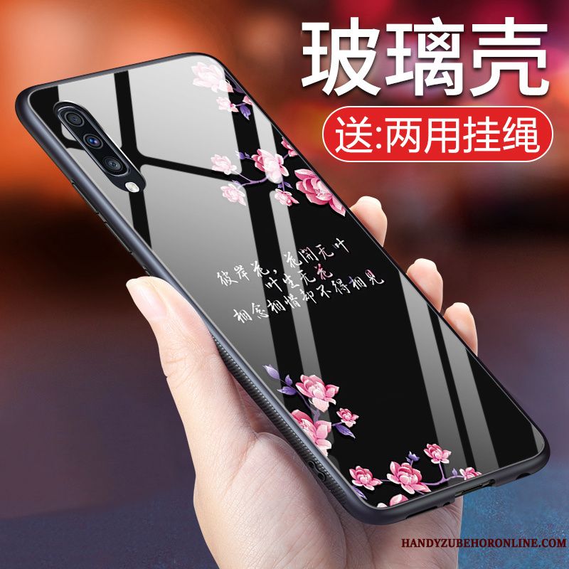 Skal Samsung Galaxy A70 Mjuk Blommortelefon, Fodral Samsung Galaxy A70 Skydd Glas Hängsmycken