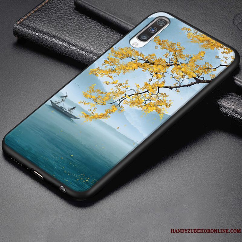 Skal Samsung Galaxy A70 Tecknat Fallskydd Blå, Fodral Samsung Galaxy A70 Kreativa Telefon Personlighet