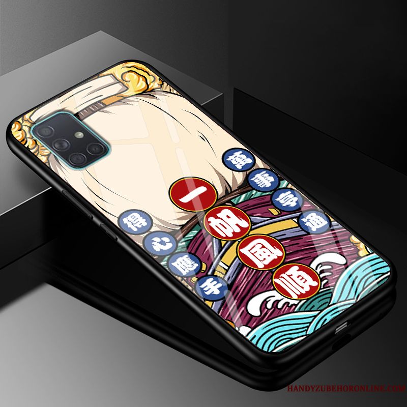 Skal Samsung Galaxy A71 Färg Glas Hård, Fodral Samsung Galaxy A71 Påsar Kinesisk Stiltelefon
