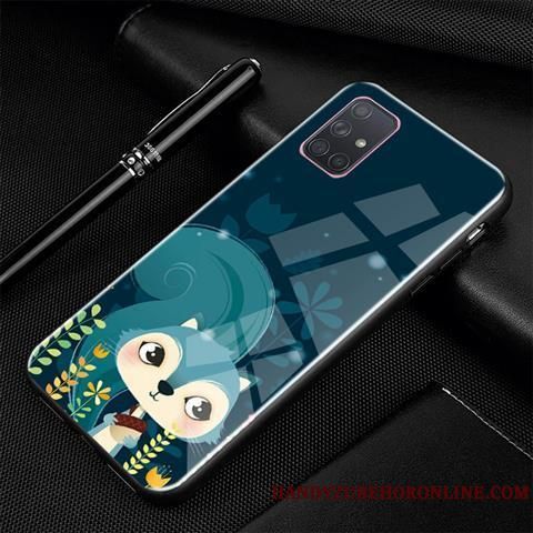 Skal Samsung Galaxy A71 Kreativa Blå Personlighet, Fodral Samsung Galaxy A71 Tecknat Glas Trend
