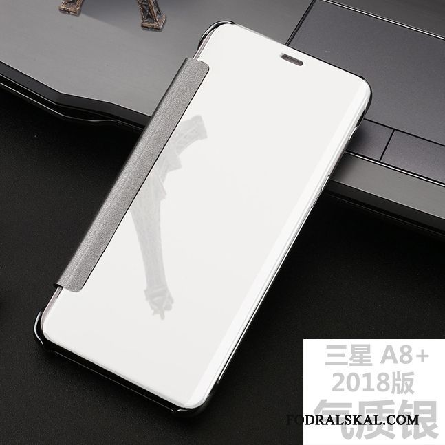 Skal Samsung Galaxy A8+ Läderfodral Rosa Spegel, Fodral Samsung Galaxy A8+ Täcka Telefon Plating