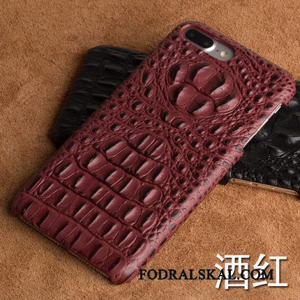 Skal Samsung Galaxy A8+ Skydd Telefon Krokodilmönster, Fodral Samsung Galaxy A8+ Läder Hård Röd