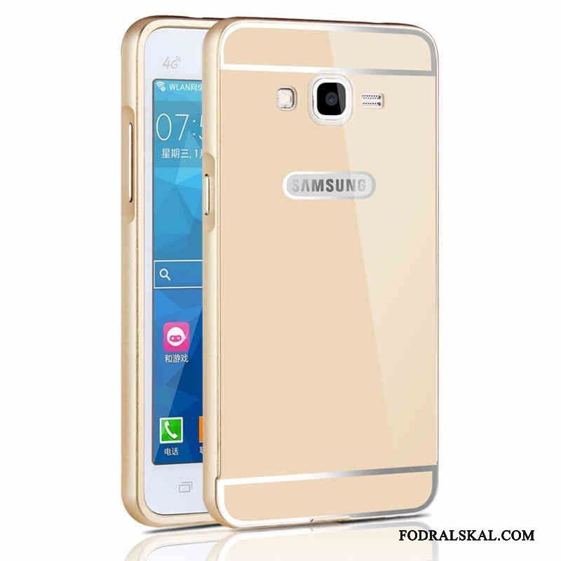 Skal Samsung Galaxy J3 2015 Metall Frame Hård, Fodral Samsung Galaxy J3 2015 Skydd Fallskydd Silver