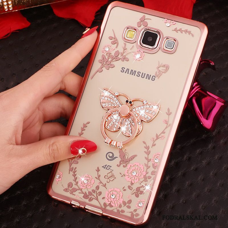 Skal Samsung Galaxy J3 2015 Mjuk Ring Guld, Fodral Samsung Galaxy J3 2015 Strass Telefon