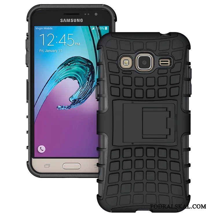 Skal Samsung Galaxy J3 2016 Support Purpur Grön, Fodral Samsung Galaxy J3 2016 Silikon Fallskyddtelefon