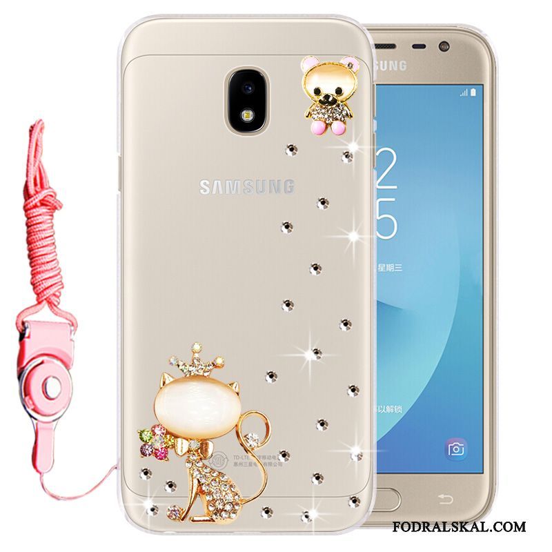 Skal Samsung Galaxy J3 2017 Silikon Telefon Fallskydd, Fodral Samsung Galaxy J3 2017 Strass Guld