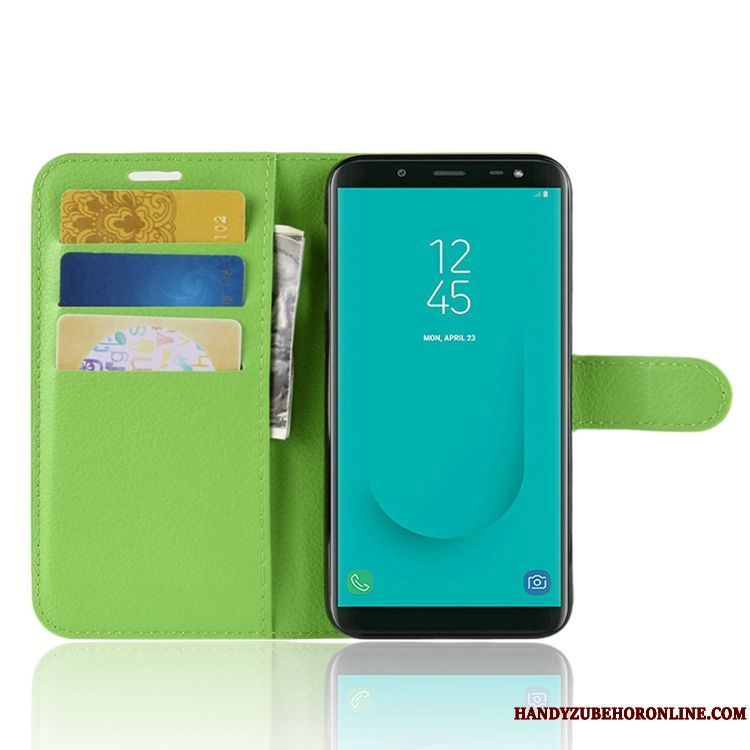 Skal Samsung Galaxy J6 Läderfodral Korttelefon, Fodral Samsung Galaxy J6 Påsar Blå Fallskydd