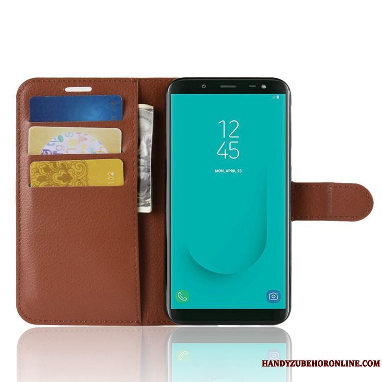 Skal Samsung Galaxy J6 Läderfodral Korttelefon, Fodral Samsung Galaxy J6 Påsar Blå Fallskydd