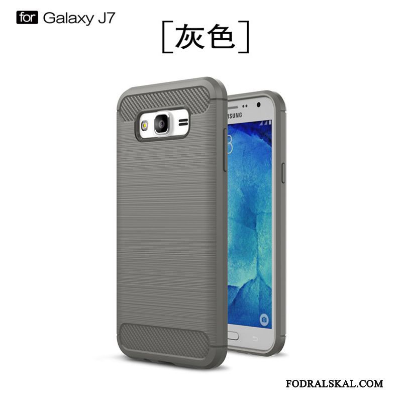 Skal Samsung Galaxy J7 2015 Skydd Nytelefon, Fodral Samsung Galaxy J7 2015 Mjuk Svart Fallskydd