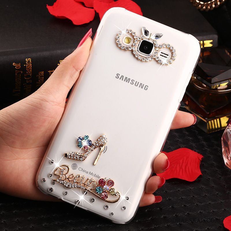 Skal Samsung Galaxy J7 2015 Strass Telefon Fallskydd, Fodral Samsung Galaxy J7 2015 Skydd Transparent Guld
