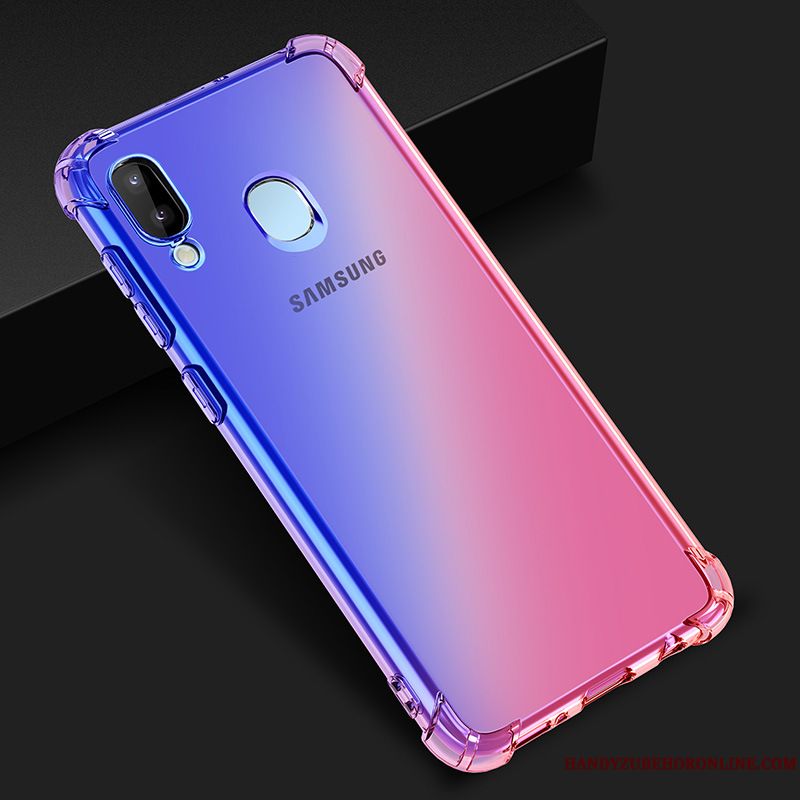 Skal Samsung Galaxy M20 Blå Gradient Färg, Fodral Samsung Galaxy M20 Purpurtelefon