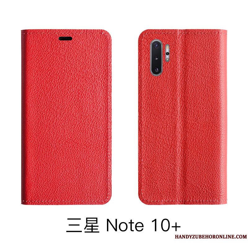 Skal Samsung Galaxy Note 10 Lite Läder Telefon Litchi, Fodral Samsung Galaxy Note 10 Lite Skydd Cow Röd