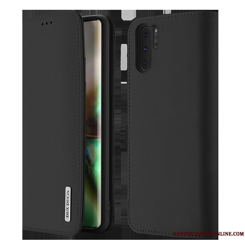 Skal Samsung Galaxy Note 10+ Läder Cow Blå, Fodral Samsung Galaxy Note 10+ Täcka Fallskyddtelefon