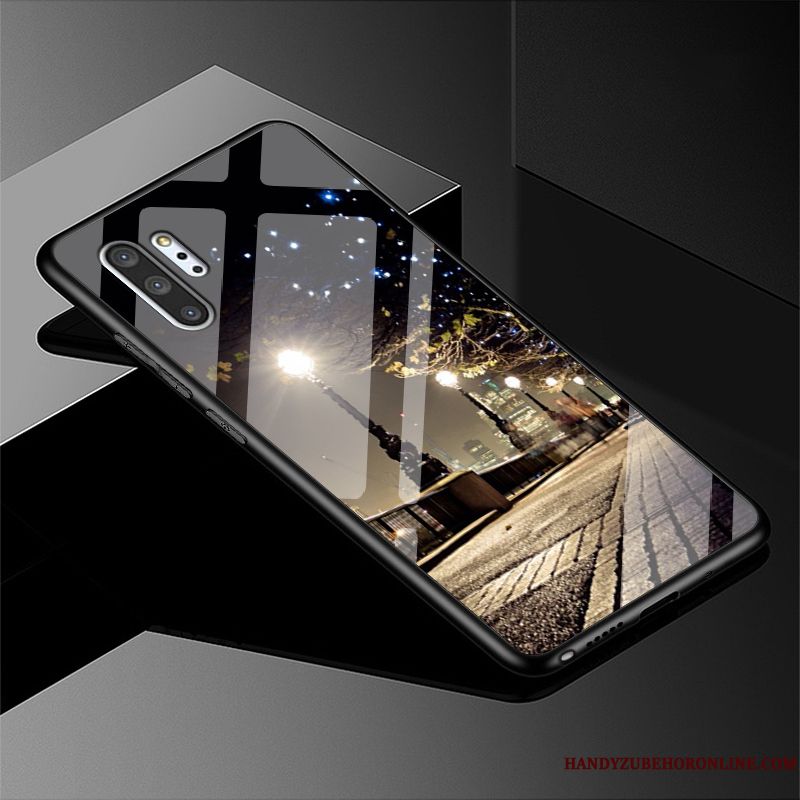 Skal Samsung Galaxy Note 10+ Skydd Mörkblå Trend Varumärke, Fodral Samsung Galaxy Note 10+ Glas Personlighet