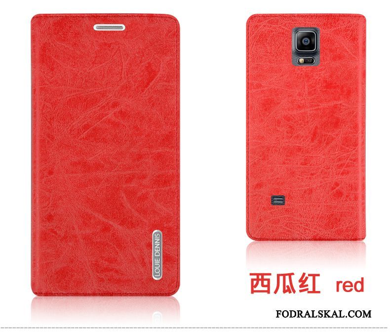 Skal Samsung Galaxy Note 4 Läderfodral Röd Tålig, Fodral Samsung Galaxy Note 4 Skydd Telefon