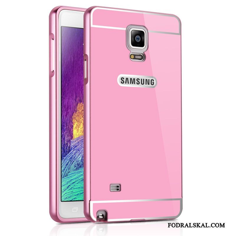 Skal Samsung Galaxy Note 4 Metall Fallskyddtelefon, Fodral Samsung Galaxy Note 4 Skydd Frame Spegel