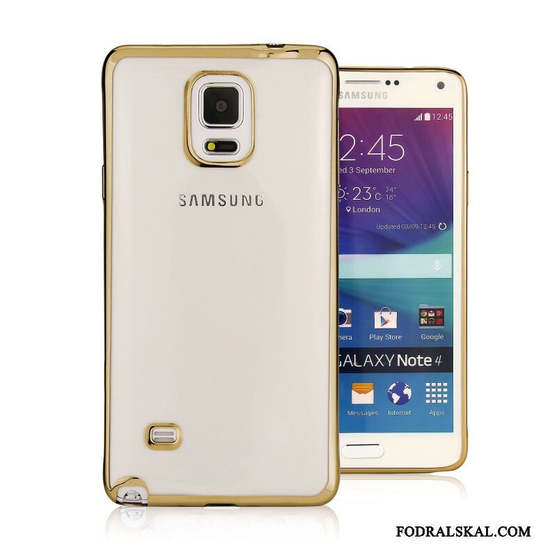 Skal Samsung Galaxy Note 4 Silikon Telefon Fallskydd, Fodral Samsung Galaxy Note 4 Mjuk Guld Plating