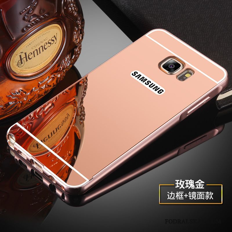 Skal Samsung Galaxy Note 5 Metall Frame Fallskydd, Fodral Samsung Galaxy Note 5 Skydd Guld Spegel