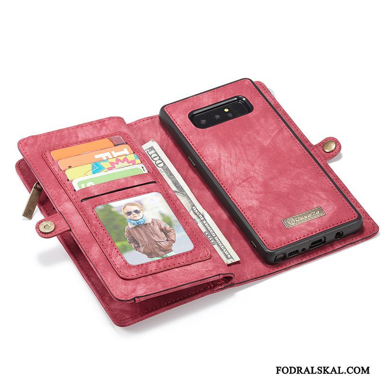 Skal Samsung Galaxy Note 8 Läderfodral Rödtelefon, Fodral Samsung Galaxy Note 8 Plånbok Kort Magnetic