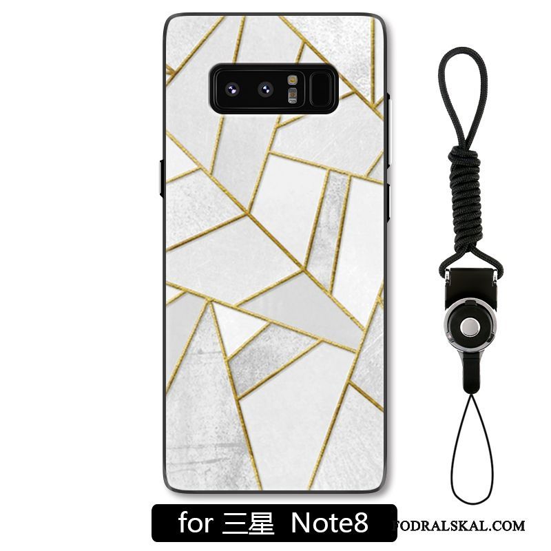 Skal Samsung Galaxy Note 8 Lättnad Hängsmycken Geometri, Fodral Samsung Galaxy Note 8 Skydd Fallskydd Vit