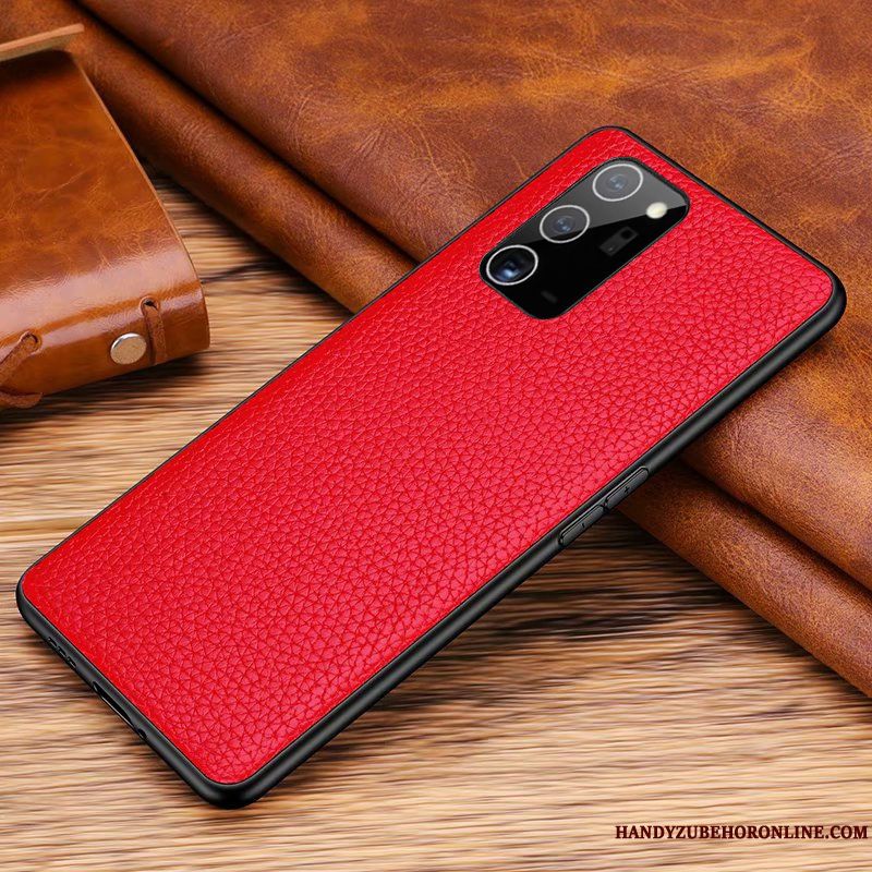 Skal Samsung Galaxy Note20 Påsar Telefon Röd, Fodral Samsung Galaxy Note20 Läderfodral Bakre Omslag