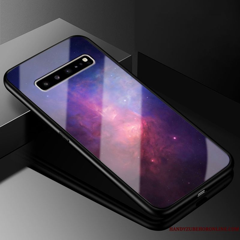 Skal Samsung Galaxy S10 5g Skydd Fallskydd Mörkblå, Fodral Samsung Galaxy S10 5g Påsar Glas Stjärna