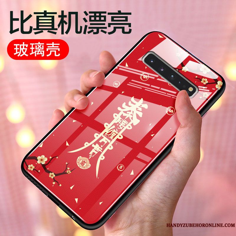 Skal Samsung Galaxy S10 5g Skydd Glas Kinesisk Stil, Fodral Samsung Galaxy S10 5g Påsar Ny Röd